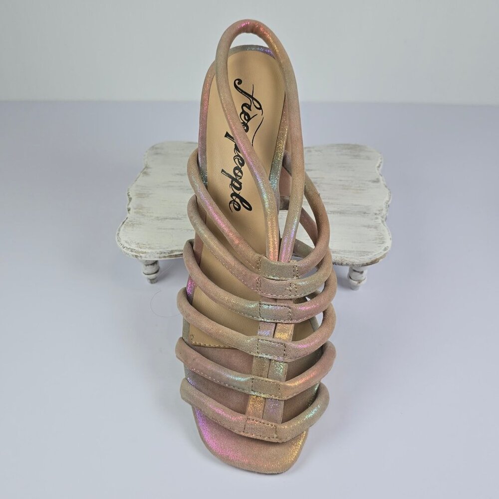 Free People Collette Cinched Rainbow Iridescent Blocked Heels, 8 (US), 38.5 NWOB - Picture 7 of 11